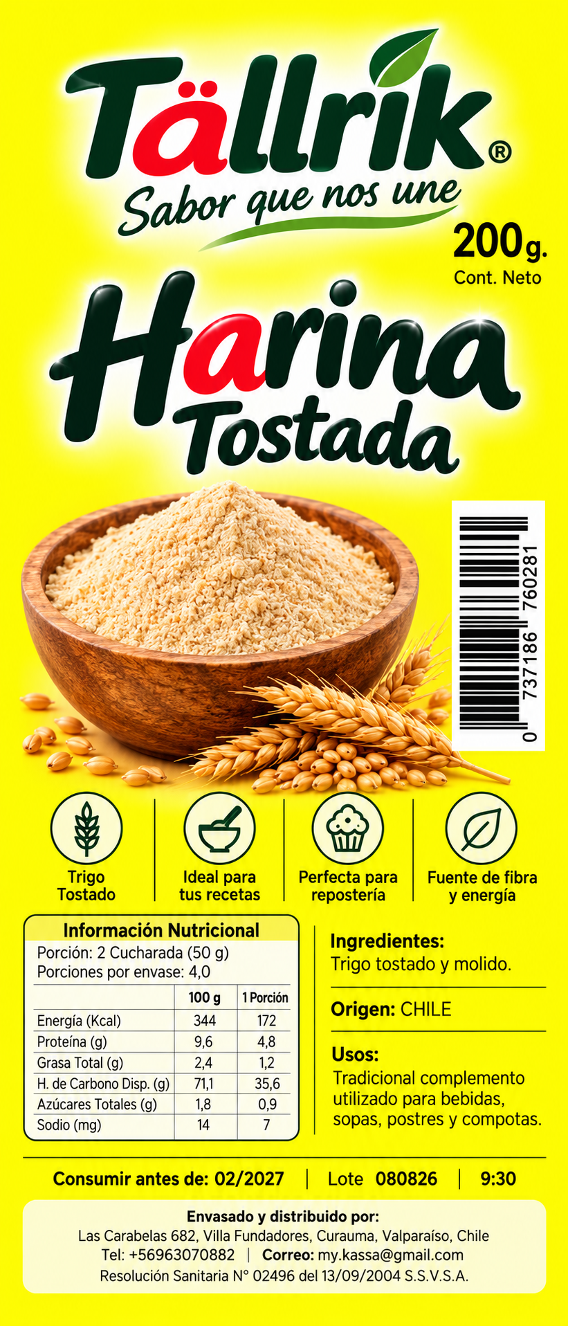 Etiqueta de Harina tostada Tallrik